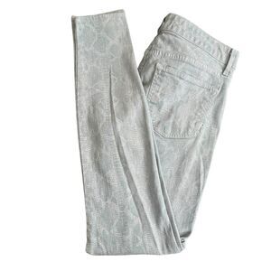 Rich &‎ Skinny Womens 29 Light Blue White Snake Skin Pattern Skinny Jeans
